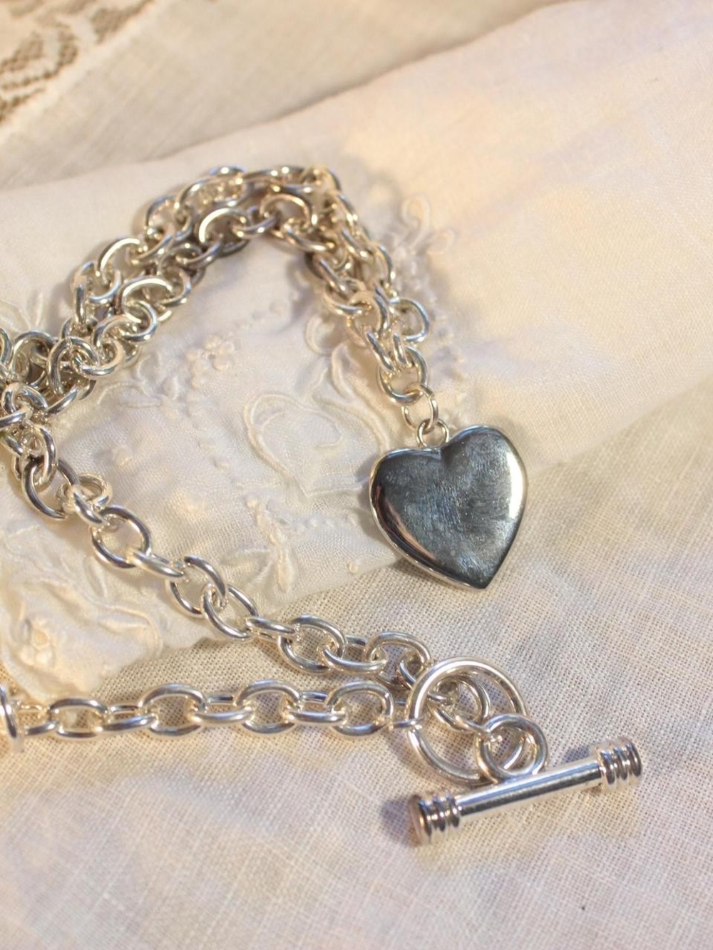 Silver-tone Chain Heart Necklace